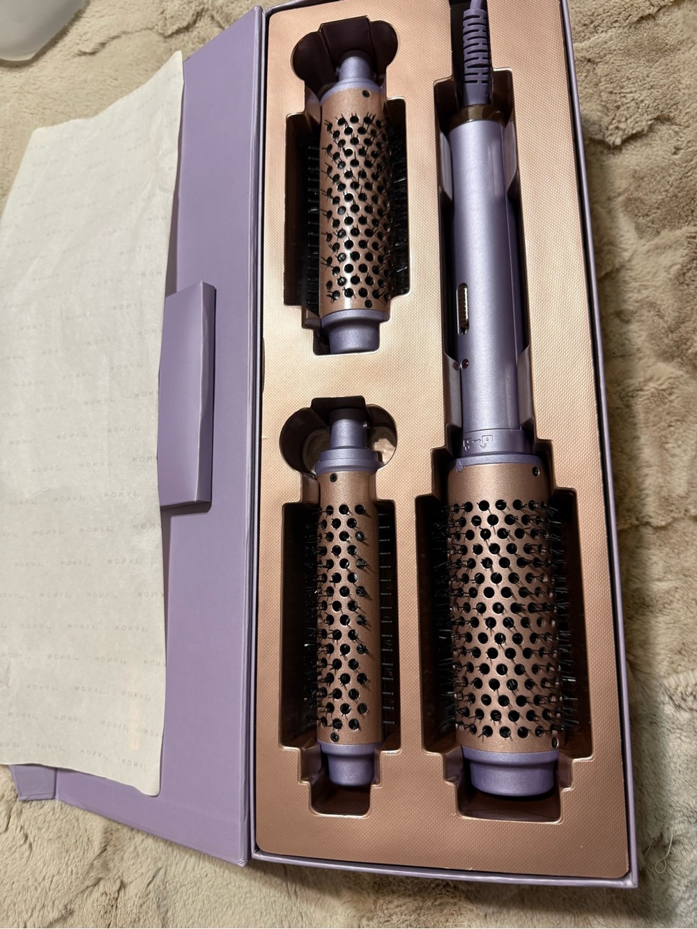 Lavender and Bronze 3-Piece Hot Air Styling Brush Set